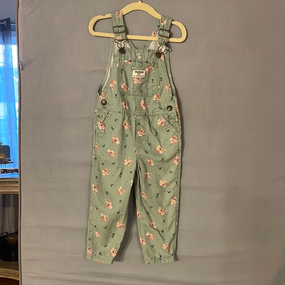 Floral toddler girl overalls
